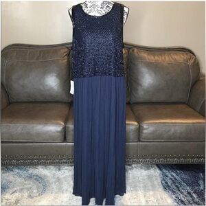 Pisarro Nights dark navy beaded bodice dress